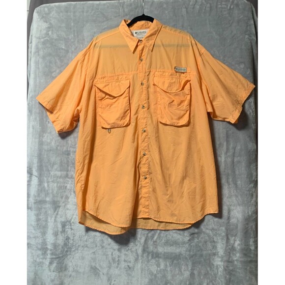 Columbia PFG Shirt Men's Size XL Orange Vented Caped Performance‎ Fishing Shirt - Picture 1 of 16